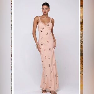 Resa Anais Floral Maxi Dress Size S Feminine Wedding Guest Lace Trim in Fleur